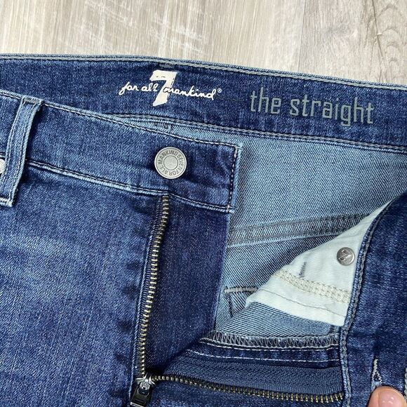 7 For All Mankind Jeans Mens 34x28 The Straight Leg Blue Medium Wash - Picture 7 of 14